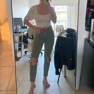 One teaspoon high waisted charger jeans cropped